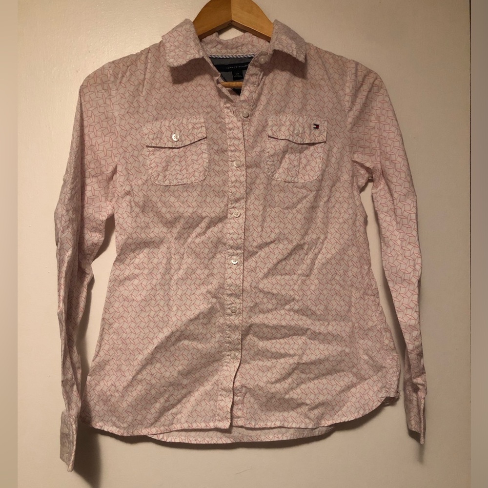 Tommy Hilfiger Pink and Lavender Patterned Button-Down Shirt